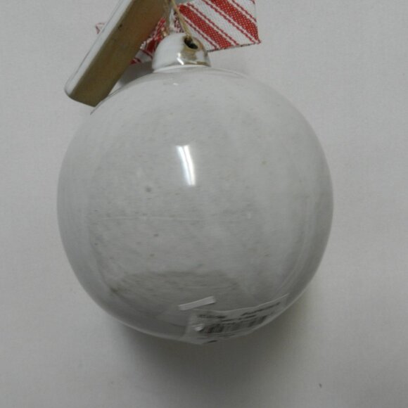 Mud Pie Snowman Christmas Ornament large ball stoneware Holiday  4.5" x 4.5" NEW - Picture 7 of 9